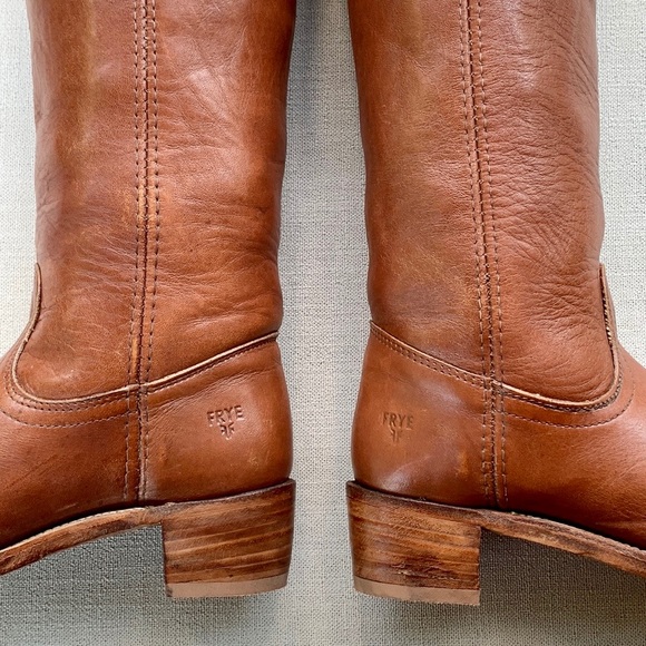 Sold FRYE Vintage USA Tall Knee High Campus Brown Leather Stovepipe Riding Boots - Picture 2 of 14